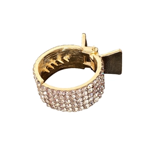 Elegant gold metal shark hair claw clip with sparkling rhinestones for ponytail hairstyles