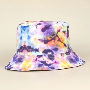 Cappello a secchiello reversibile colorato tie-dye per protezione solare con graffiti