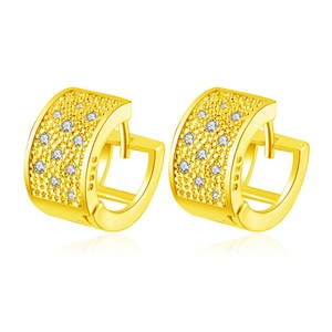 Elegant gold S925 sterling silver hoop earrings with pave set white zirconia gems