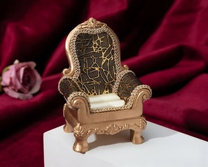 Miniature baroque armchair jewelry stand for rings and earrings in gold finish