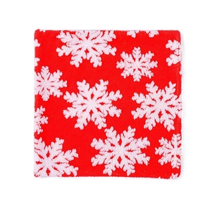 Housse de coussin de Noël flocon de neige en tissu tricoté rouge et blanc festif