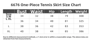 Tableau des tailles pour robe de tennis haute performance avec mesures détaillées