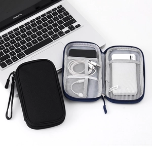 Portable electronics organizer travel bag for cables chargers and digital accessories