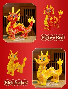 Peluche dragone cinese tradizionale disponibile nei colori rosso e giallo oro.