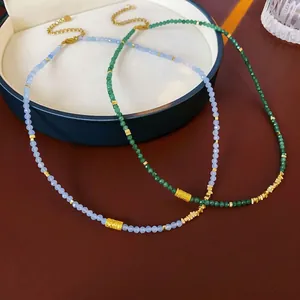 Collier De Perles Acier Inoxydable Pierre Naturelle Hématite Perles Facettées Chaîne Vintage Pour Femmes