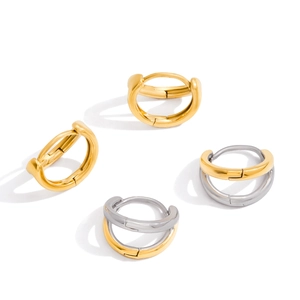 Classic 18K gold and silver plated two-tone hollow double-layer U-shaped earrings