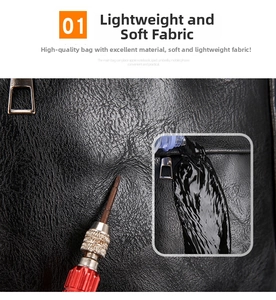 Detail of waterproof and scratch-resistant black lychee texture PU leather small bag