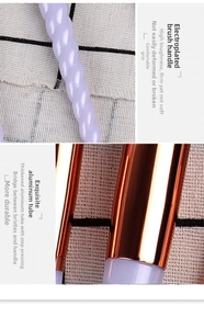 Dettaglio del manico a spirale viola e della ghiera in alluminio oro rosa