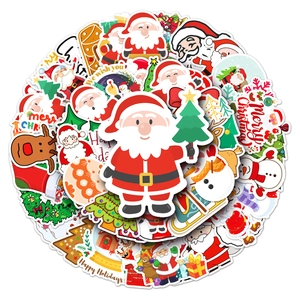 Assorted waterproof Christmas cartoon stickers with Santa Claus and festive designs
