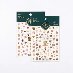 5D embossed cartoon bear nail stickers with fruit patterns for DIY nail art decoration