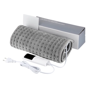 Gray microfiber heating waist belt with digital controller and premium gift box
