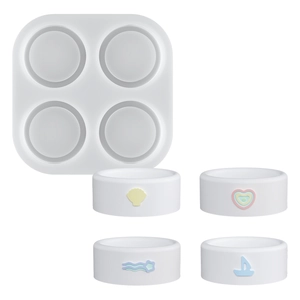 Stampo in silicone per portacandele arcobaleno a 4 fessure con anelli decorativi