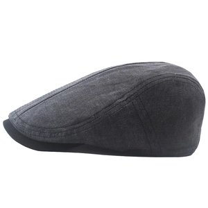 Retro grey cotton flat cap for men featuring premium stitching and vintage driver hat style