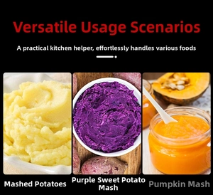Detailed results of mashed potatoes, purple sweet potatoes, and pumpkin using a hand masher