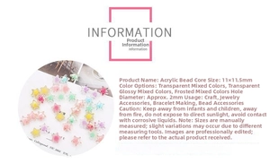 Detailed specs for 11mm mixed acrylic star beads with a 2mm hole for DIY jewelry making
