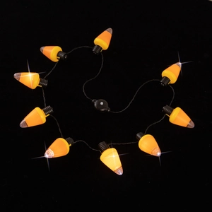 Halloween led candy corn string lights with orange yellow and white glowing ornaments