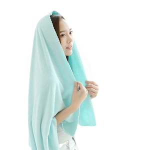 Serviette en polaire corail bleu clair pour cheveux mouillés, microfibre ultra absorbante