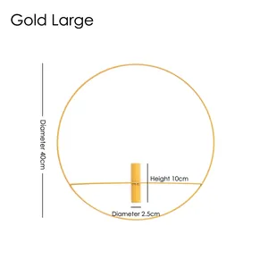 Golden iron wall hanging flower hoop 40cm large circular frame for home wall decor
