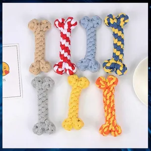 Bone Shape Dog Chew Toy Braided Cotton Rope Durable Bite Resistant Teeth Cleaning Pet Interactive Toy