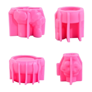 Roze siliconen konijnenvorm voor kaarsen en gips met versterkte ribben voor DIY-knutselwerk
