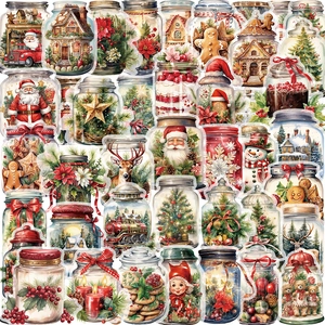 Détail d'autocollants de Noël étanches pour bouteilles avec motifs de renne