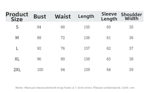 Detailed size chart for the French retro slimming waist dress including chest and length