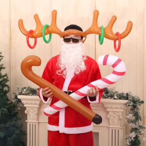 Christmas Inflatable Reindeer Antler Ring Toss Game And Candy Cane PVC Party Prop For Holiday Family Fun Decor