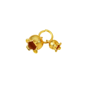 Exquisite gold-plated lily of the valley pendants with intricate floral details on white background