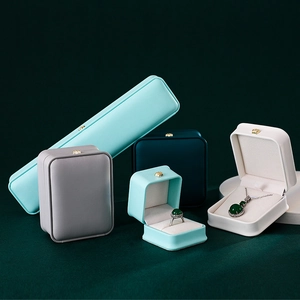 Luxury leather jewelry organizer boxes in multiple colors for rings and necklaces