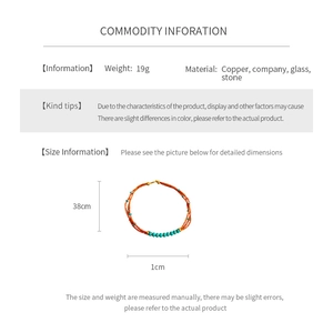 Detailed size chart for handmade beaded necklace with orange and green stones