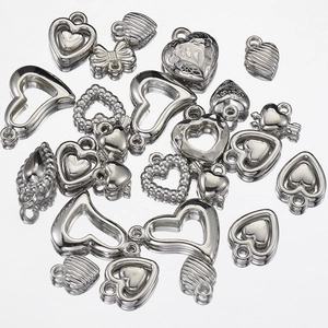 Silver Heart Charms Y2K Vintage Acrylic Bowknot Pendants For DIY Necklace Bracelet Making Jewelry Findings Accessory