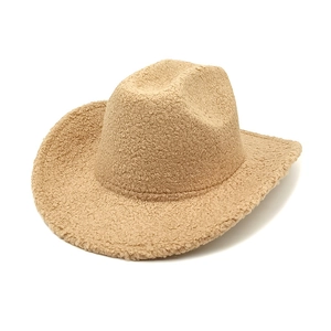 Chapeau De Cowboy Occidental En Fausse Laine D'agneau Bord Large Chaud Hiver Jazz Fedora Streetwear Pour Femmes