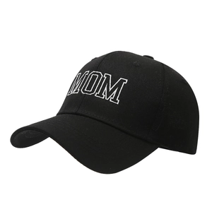 Gorra de béisbol de algodón negro con bordado MOM blanco en la corona rígida