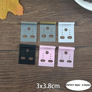 Set of six colorful 3x3.8cm PVC jewelry display cards for earrings and studs