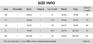 Tableau des tailles détaillé pour ensemble haut bustier et jupe moulante pour femmes en cm
