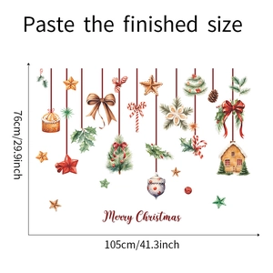 Finished size reference for Christmas wall stickers with watercolor festive patterns