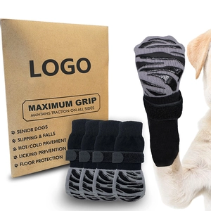 Waterproof non-slip dog socks with silicone grip and velcro straps for pet safety