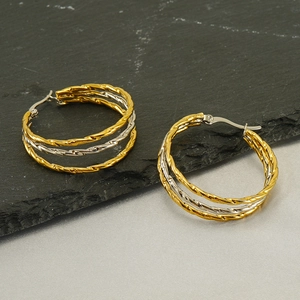 Fashionable multi-layer twisted hoop earrings in gold and silver stainless steel