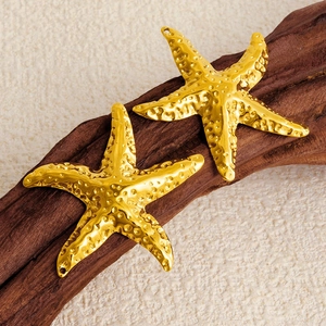 Minimalist gold starfish charms in 304 stainless steel with textured surface finish