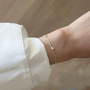 Polished Heart Bracelet 925 Sterling Silver Minimalist Adjustable Chain Jewelry For Women