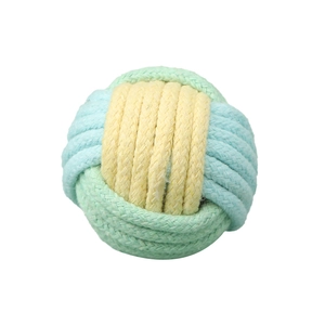 Durable catnip woven cotton ball toy for cat teeth cleaning in macaron colors
