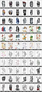 Catalog of waterproof tattoo stickers with floral, animal, and portrait designs