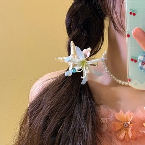 Seestern und Lilie Blumen Haarklammer mit Strass für Strandurlaub und Sommer-Styling