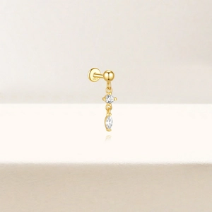 Detailed view of S925 sterling silver hallmark on gold-plated teardrop earring back