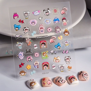 PVC Nagel Sticker 5D Relief Cartoon Panda Mädchen Design Wasserdicht Selbstklebend Kawaii DIY Maniküre Dekor Für Mädchen