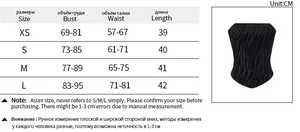 Size chart with bust, waist and length measurements for the flocking corset top