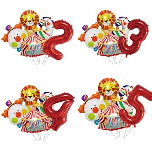Ballons De Fête D'anniversaire Thème Cirque Feuille D'aluminium Animal Lion Zèbre Clown Tente Décoration Enfants