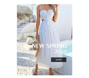 Detail view of white tiered bohemian maxi dress featuring cutout waist and ruffle bodice