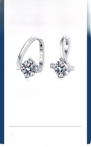 Detail specifications of 1 carat S925 sterling silver moissanite stud earrings in platinum