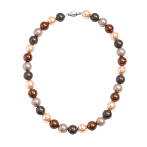 Collier géométrique bohème avec perles rondes multicolores et fermoir argenté